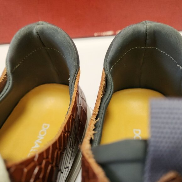 Donald Pliner Prenton BrownEmbossed  Leather Croc Print Sneakers Mens 8 - Picture 15 of 16